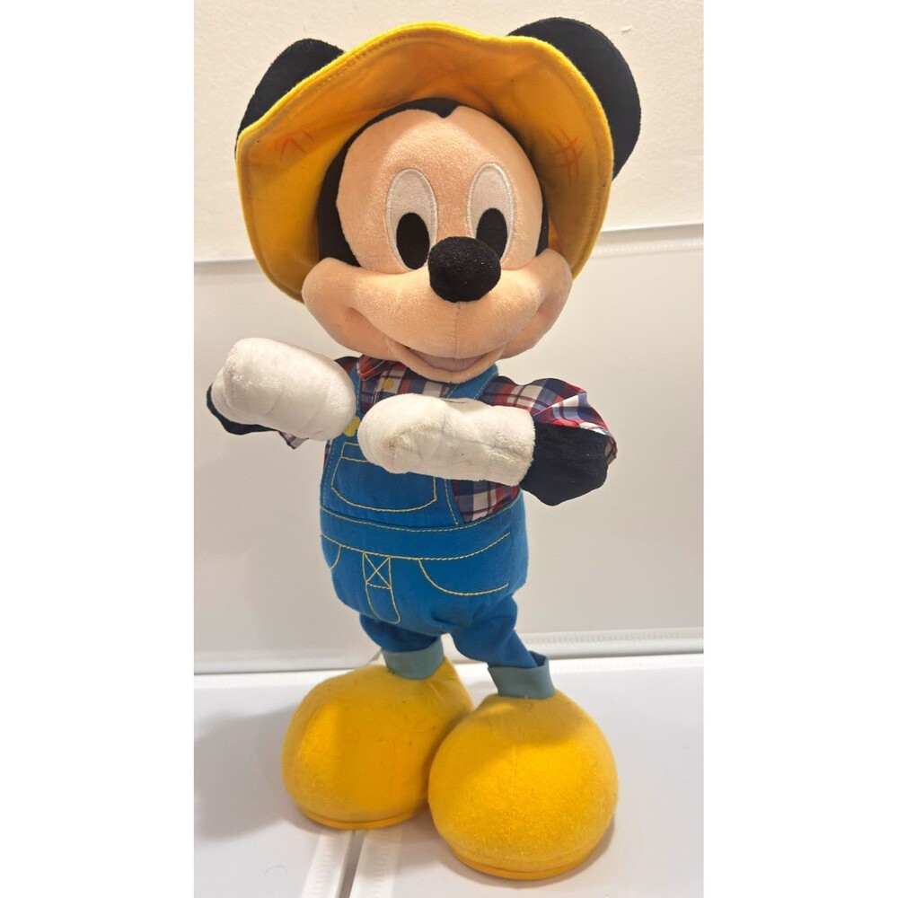 Disney Junior E-I-Oh Farmer Mickey Mouse Interactive Sound Dancing Plush Used